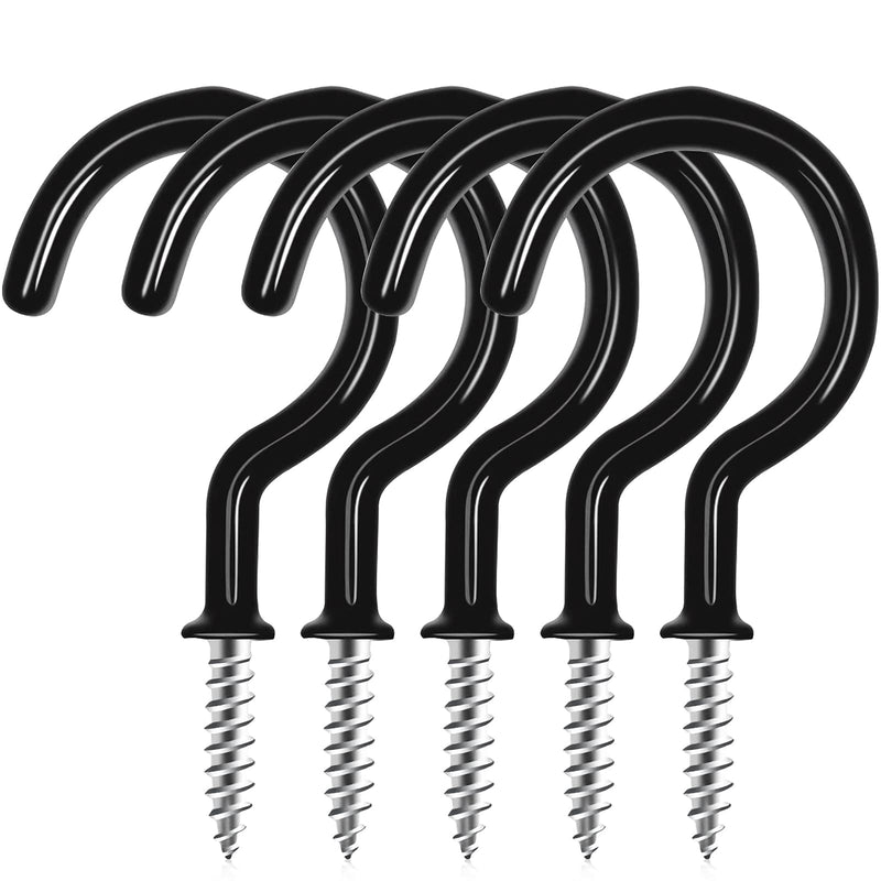 [Australia - AusPower] - Cup Screw Hooks,1 inch Vinyl Coated Ceiling Hooks,100 Pack Screw in Hooks Plant Hanger Hooks,Wind Chimes Hooks Kitchen Cup Hooks Great for Hanging Indoor & Outdoor Use(Black) Black 1 Inch 