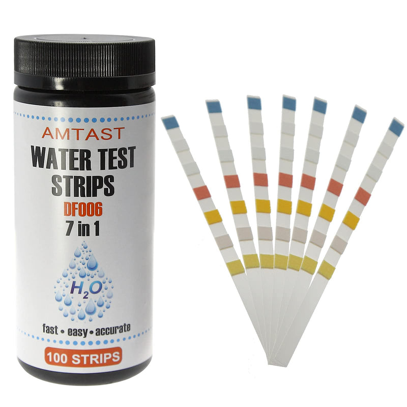[Australia - AusPower] - DF006 Water Test Strips Upgrade 7 in 1, PH, Total Chlorine, Free Chlorine, Total Alkalinity, Cyanuric Acid, Total Hardness, Bromine, Swimming Pool Hot Tub Spa Aquarium Water Quality Test, 100 Strips DF006 