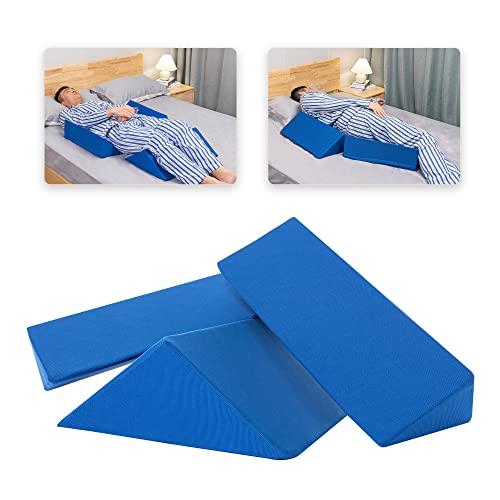 Fanwer Positioning Wedge Pillow for Side Sleeping (3 in 1), 40 Degree Triangle Bed Wedges & Body Positioners for Back Pain, Preventing Bedsores, After Surgery, Knees Elevated, Pregnancy Sky Blue 19.69in