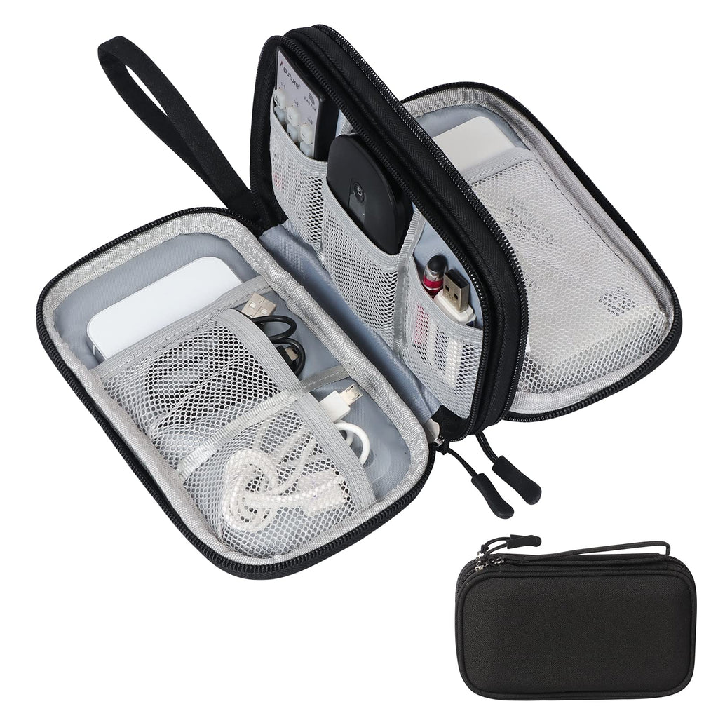[Australia - AusPower] - Skycase Travel Cable Organizer,Electronics Accessories Cases, All-in-One Storage Bag,[Waterproof] Accessories Carry Bag for USB Data Cable,Earphone Wire,Power Bank, Phone,Black-1 Black Medium 