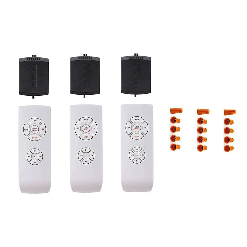 3 Pack Universal Small Size Ceiling Fan Remote Control Kit, Mini Wireless Remote Control and Receiver Kits for Ceiling Fan Lamp 3Remotes+3Receivers
