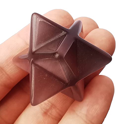 Purple Cat's Eye Stone Merkaba Crystal Protection Sacred Meditation Energy Healing Chakra,1 Inchs Hexagonal Star Crystals and Healing Stone Purple Cat's Eye Stone
