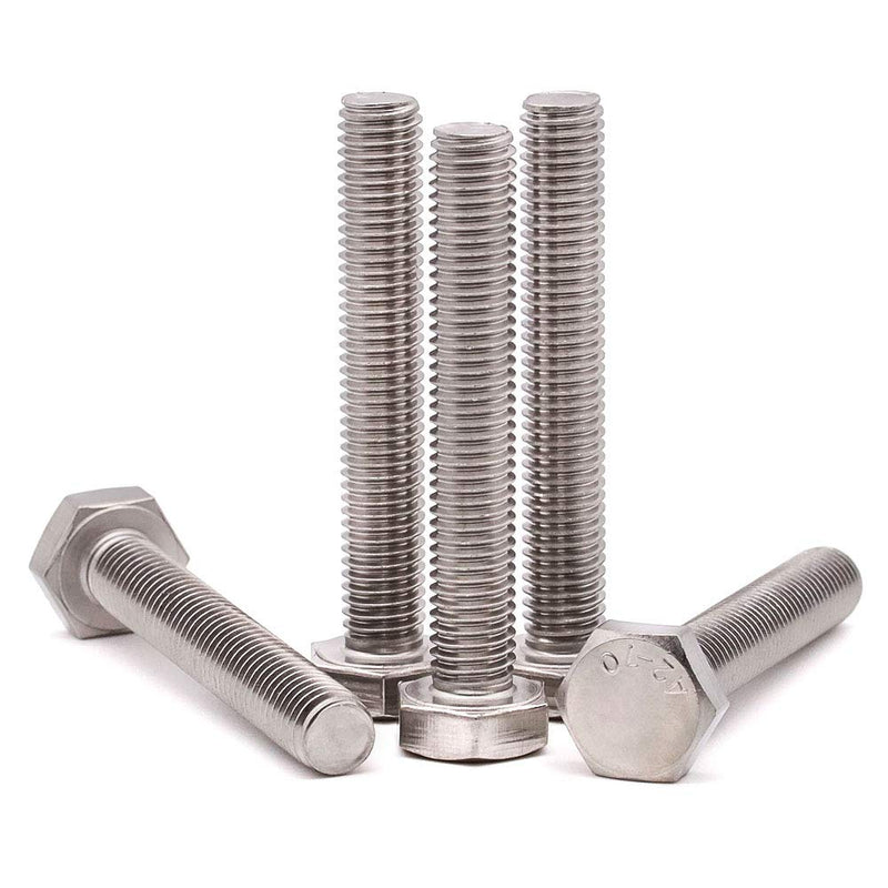 [Australia - AusPower] - 1/2-13 x 4" (4 PCS) Stainless Steel Hex Bolts, Hex Head Screws, Full Thread, Coarse Thread, Plain Finish, Machine Thread, Stainless Steel 304 (18-8) 1/2-13 x 4" 