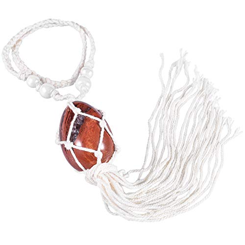 rockcloud Handmade Red Jasper Car Hanging Ornament Polished Egg Stone