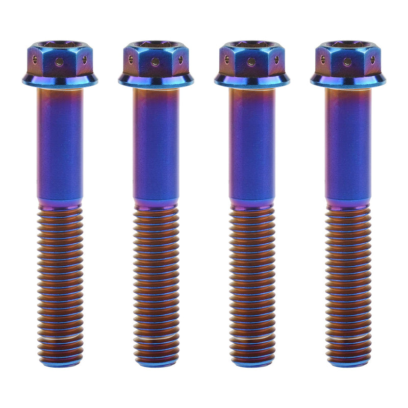 Titanium Flange Hex Head Bolt M10 20 25 30 35 40 45 50 55 60 65 70 75 80 85 90mm Screws Pack of 4 (M10x60mm Pitch 1.25mm, Burnt Blue) M10x60mm Pitch 1.25mm