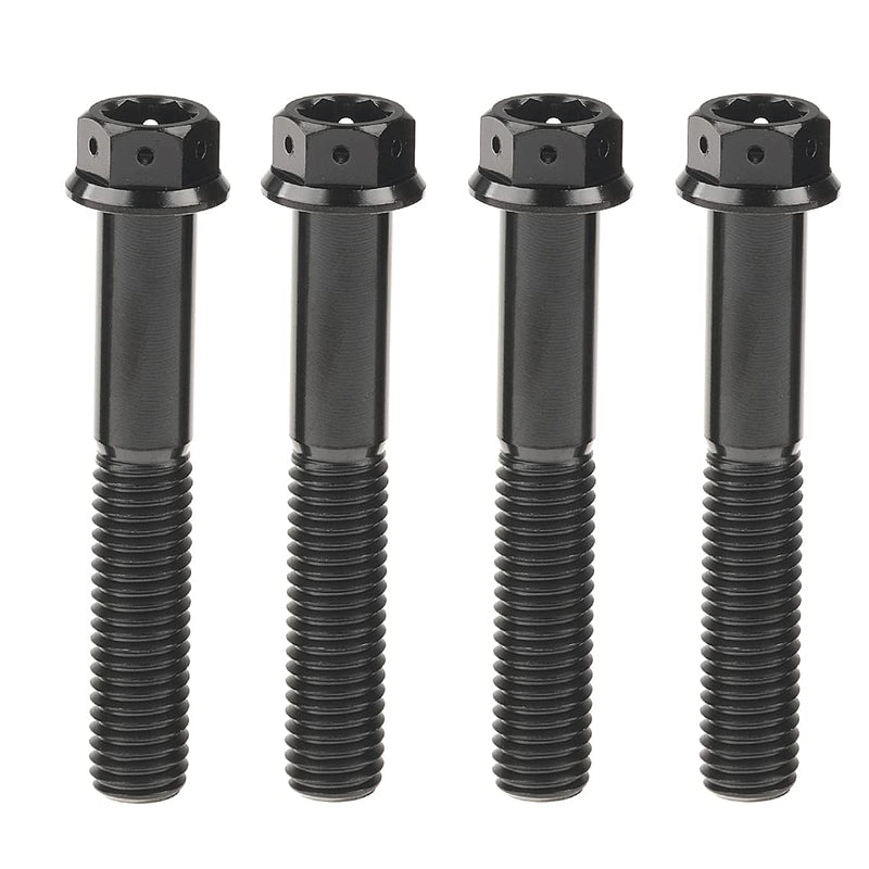 Titanium Flange Hex Head Bolt M10 20 25 30 35 40 45 50 55 60 65 70 75 80 85 90mm Screws Pack of 4 (M10x60mm Pitch 1.25mm, Black) M10x60mm Pitch 1.25mm