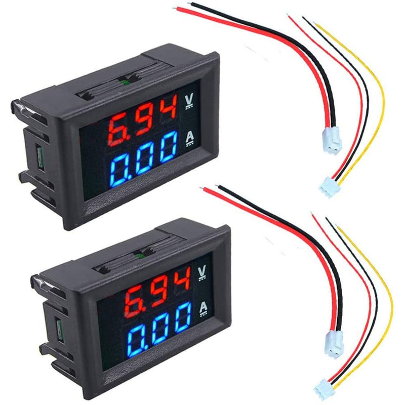 [Australia - AusPower] - (2-Pack) DC 100V 10A Voltmeter Ammeter LED Dual Volt Amp Meter Voltage Current Tester 2 