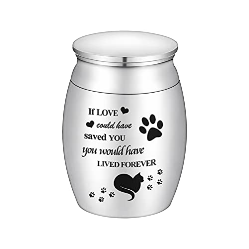 Small Cat Urn for Ashes 1.57 Inches Tiny Cremation Urn Mini Pet Paw Keepsake Stainless Steel Mini Urn for Cat Ashes Holder S Silver