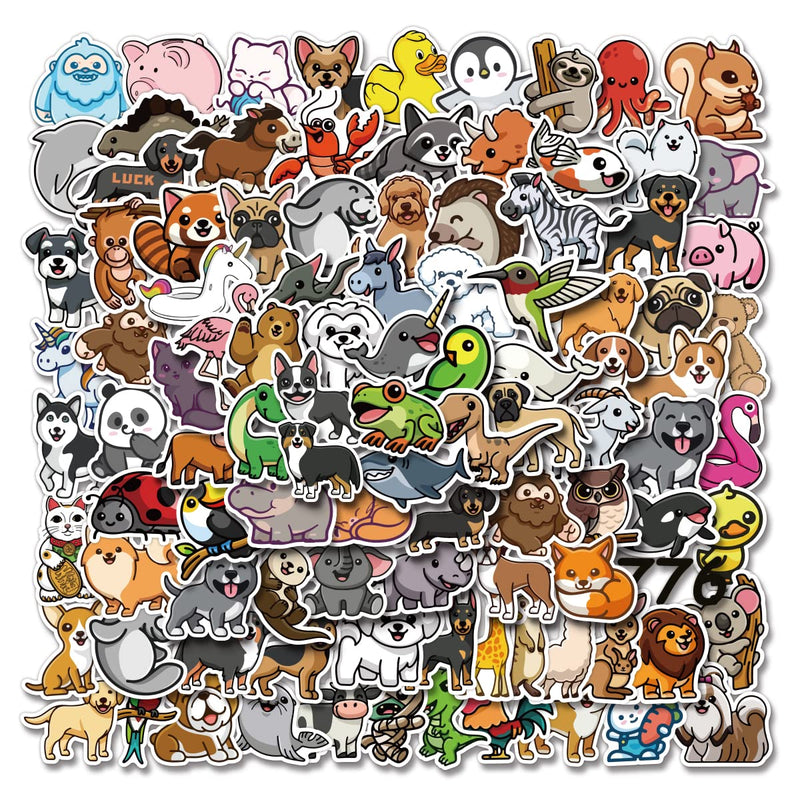 [Australia - AusPower] - 100Pcs Cute Animal Stickers,Vinyl Waterproof Stickers for Laptop,Bumper,Skateboard,Water Bottles,Computer,Phone, Cute Animal Stickers for Kids Teens (Cute Animal 100pcs Stickers) 