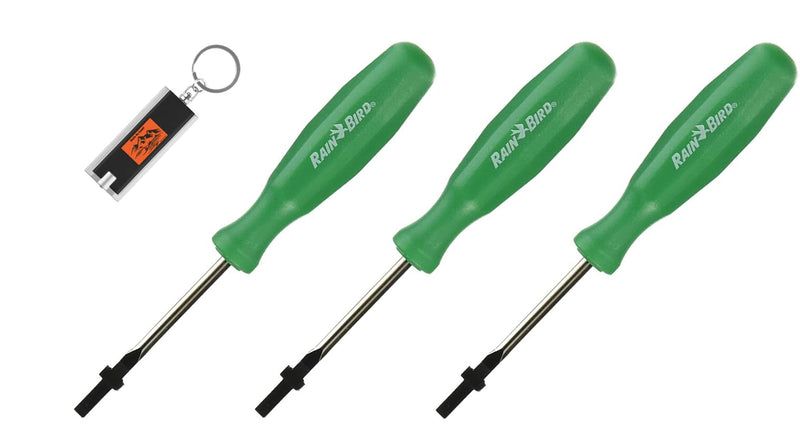 [Australia - AusPower] - 3 Pack Rain Bird Rotor Adjustment Tool for Rainbird 5000 Series Rain Bird Rotor Tool ROTORTOOL Flat Head Rotor Screwdriver and Pull-up Tool for 3500, 5000, 5500 and more, Includes LED Keychain Light 