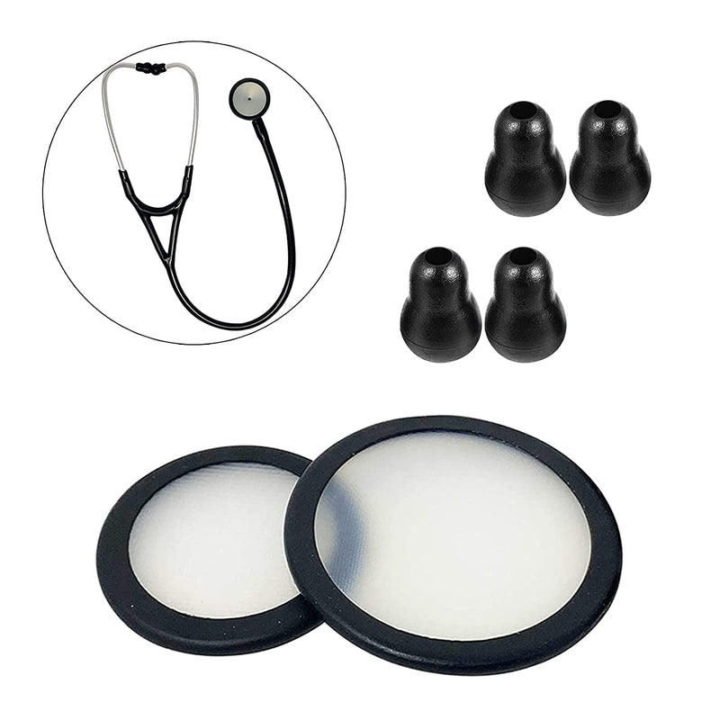 [Australia - AusPower] - Replacement Accessories Kit Fits Classic 3, Cardiology 3 & Cardiology 4 Stethoscope for Littman Stethoscope Replacement Parts & Stethoscope Bell Diaphragm Cover and Eartips Replacement Parts black 
