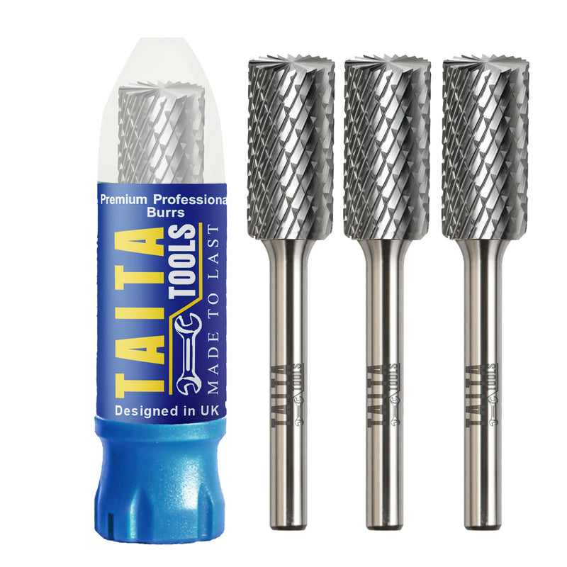 [Australia - AusPower] - Carbide Burr 1/4" Shank, SB-5 Tungsten Double Cut Rotary Die Grinder Bits - Cutting Burrs for Milwaukee, Dewalt and Makita Die Grinder Accessories - Wood Carving Metal Working & Sturdy Storage Case 3PCs 
