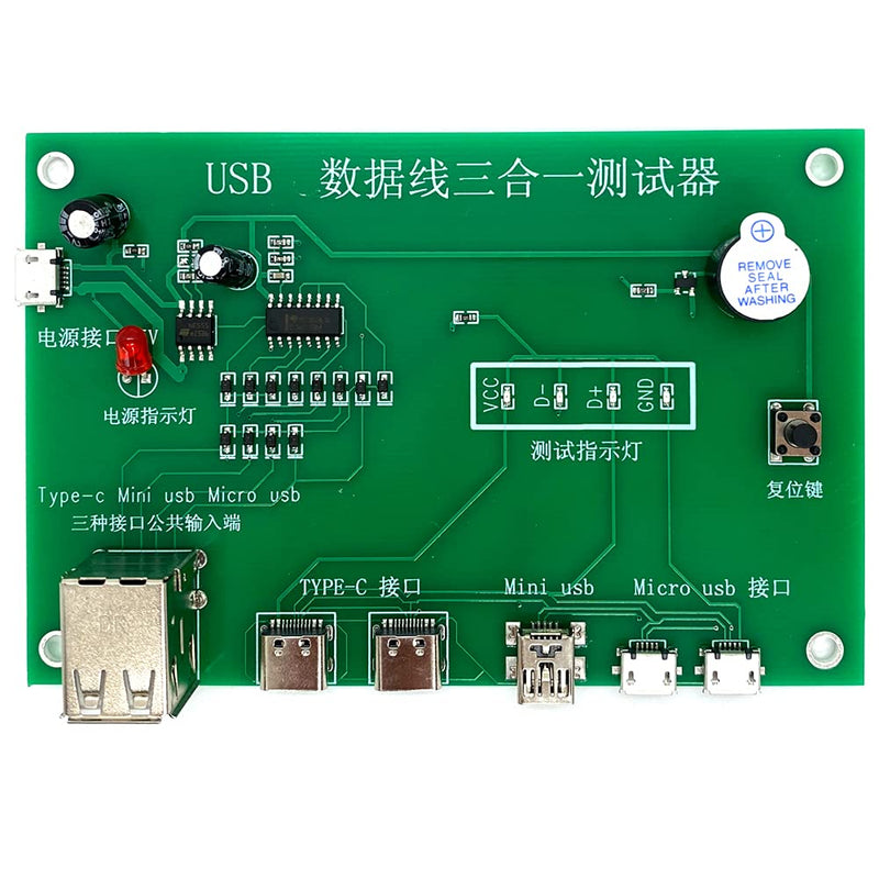 [Australia - AusPower] - USB Cable Tester, 3-in-1 Data Wire Test Fixture Precise Charging Test Card Type-C/Mini USB/Micro-USB USB Cable Test Triad Tester Card 