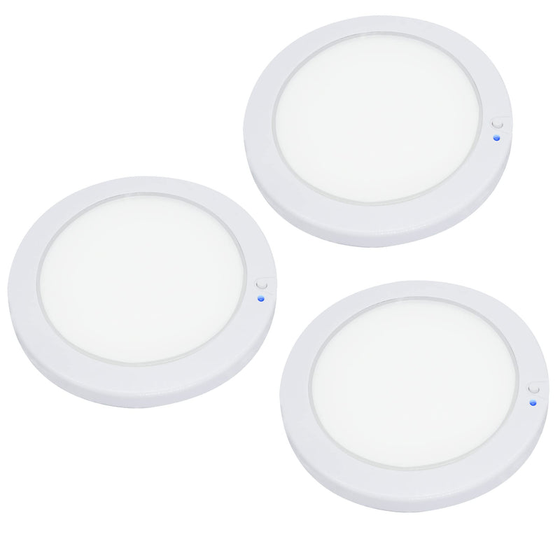 [Australia - AusPower] - Facon 5" LED RV Interior Dome Light - 3Pack12V Surface-Mount Puck Light with Switch & Night Blue Indicator, 420LM Warm White (3400K), Ideal for RVs, Motorhomes, Campers, Marine Vehicles 3Packs, 3400K Warm White 
