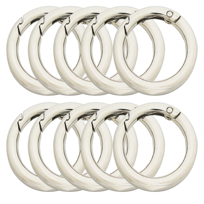 [Australia - AusPower] - 3/2.5/2/1.5 inch Big Round Carabiners Clips Metal Trigger Spring O Rings Snap Hooks DIY Charms Accessory for Keychains Bags Purses Crafts Making 2 inch(50mm)_10pcs Silver 