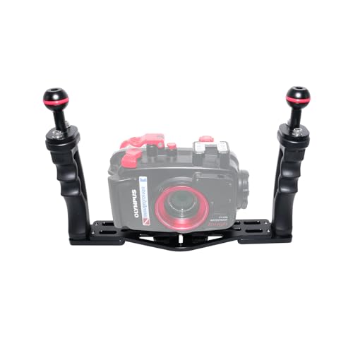 NS10 Underwater Camera Tray extendable Handle Grips Bracket for gopro,pt059,rx100 uw Camera housing Universal Soft Handle with Aluminum and Rubber Material (Black) Black