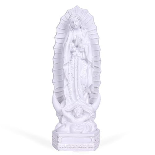 orenm Our Lady of Guadalupe Statue Figurine 8" H Virgen de Guadalupes Mary Figurine Statue Collection,Religious Catholic, Tabletop Home Office Decoration White