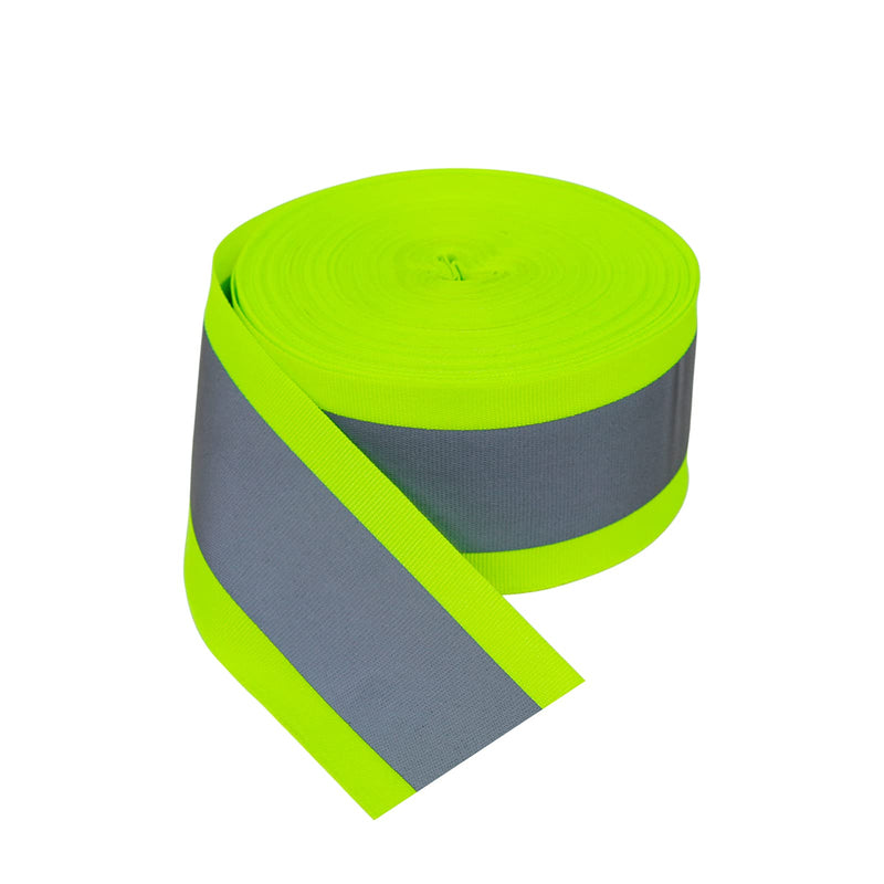 TCCFCCT High Visibility Reflective Tape Strip, Fabric Florescent Safety Tape, 2'' x 66ft Sew-on Warning Safety Trim for Clothing, School Bags and Raincoats, 3cm Reflective Width, Green Green 3cm reflective width