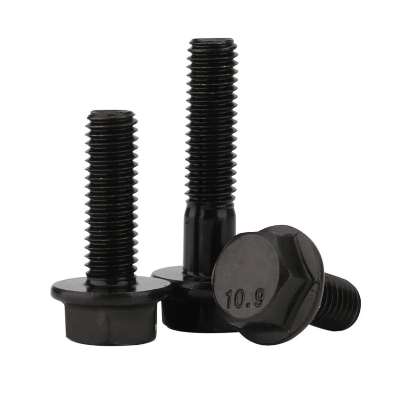 [Australia - AusPower] - M8 x 35mm Flanged Hex Head Bolts Flange Hexagon Screws, Grade 10.9 Alloy Steel, Black Oxide Finish, Partial Thread, 10 PCS M8 x 35mm Partial Thread 