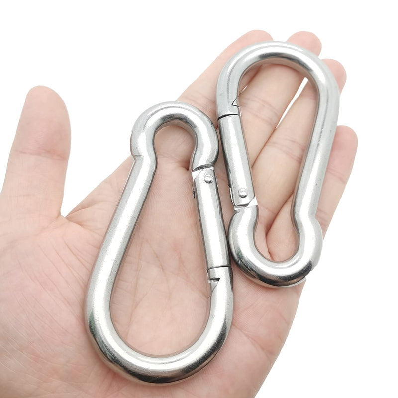 [Australia - AusPower] - Spring Snap Hook Carabiner, 304 Stainless Steel Snap Hook Heavy Duty Carabiner Clip for Carabiner Outdoor, 2 Pack 4 Inch - 2PCS 