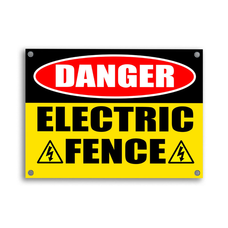 Electric Fence Warning Sign 11x8 Inch - Coroplast Caution Electric Fence Signs, Single-Sided, Corner Grommets for Easy Hanging
