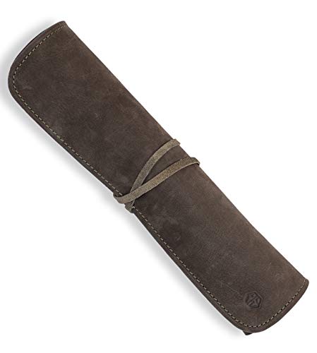 Angus Stoke Knife Bag for Chefs–knife Roll Bag leather 7 slots – Leather Knife Case Noah (green-olive) green-olive