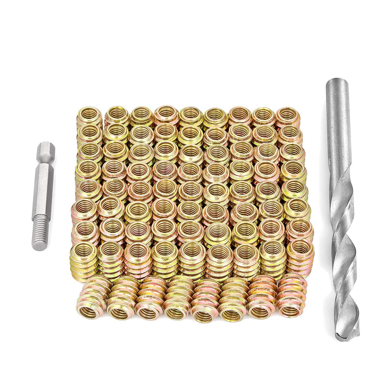 [Australia - AusPower] - 80 Pieces 1/4"-20 Flush Nut Inserts Wood Bolt Furniture Headless Screw in Nut Threaded Fastener Connector for Wood Furniture Assortment (1/4"-20 x 15mm-H) 1/4"-20 x 15mm-H 