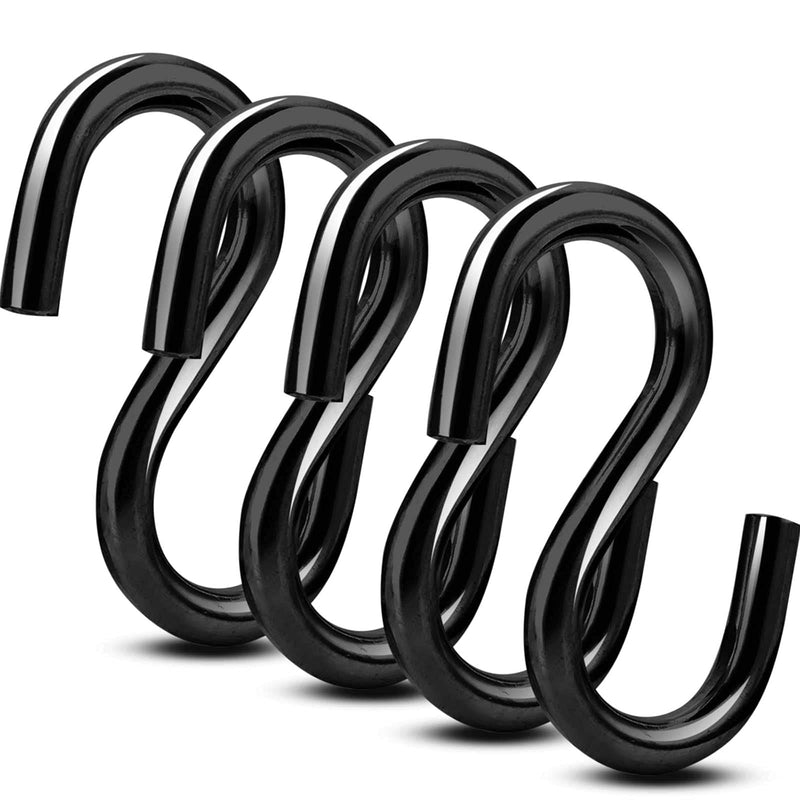 Shappy S Hooks Heavy Duty, Max 441 Lbs Black S Hooks for Hanging Plants Hammock S Shaped Hanging Hooks Strong Utility Hooks for Swing Pots Pans Kitchen Utensils Clothes Tools(3 Inch Long, 4 Pieces) 3 Inch Long