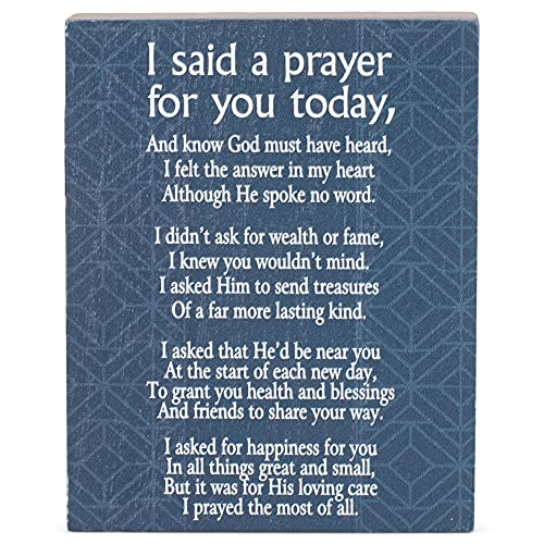 Said A Prayer For You Navy Blue 4 x 3 Wood Decorative Tabletop Block Plaque