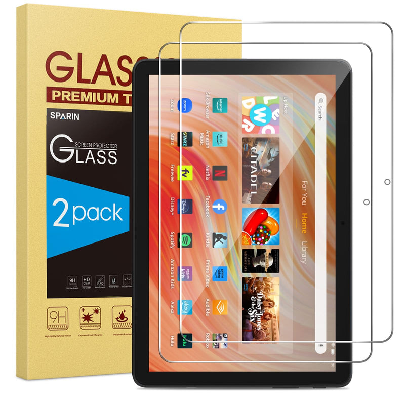 [Australia - AusPower] - SPARIN 2 Pack Screen Protector for Amazon Fire HD 10 Tablet (2023/2021,13th/11th Generation) /Fire HD 10 Plus/Fire HD 10 Kids/Kids Pro Tablet 2021, 9H Hardness Tempered Glass Guard for Fire 10 
