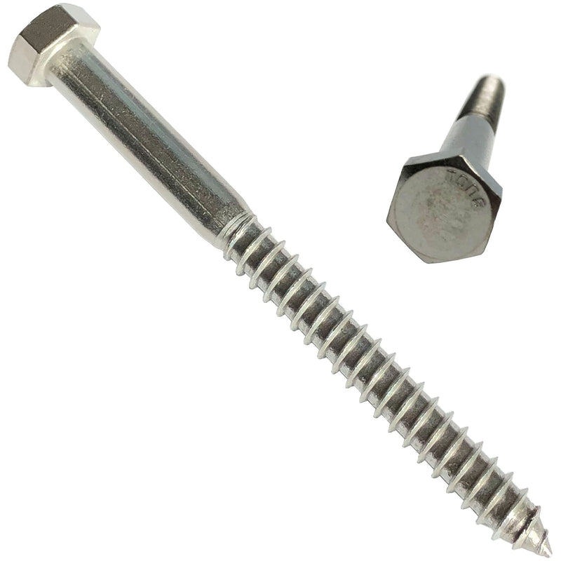 [Australia - AusPower] - 3/8" X 6" - 304 Grade Stainless Steel lag screws, Hex head fasteners, stainless steel screw. Use as Construction, wood, metal, lag screw or mounting screws fasteners lag bolts. Heavy duty screws. (10) 10 