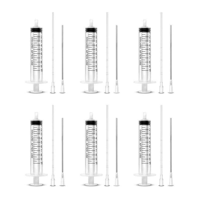 [Australia - AusPower] - 6 Pack-10ml Ink Syringe with 16 Ga Blunt Needle Tip and Soft Plastic Tube Suitable for Glue Application,Liquid Dispensing and Measuring, Pet Food Feeding,Refilling Ink Cartridges,CISS or Flux pen 10ML/6PACKS 