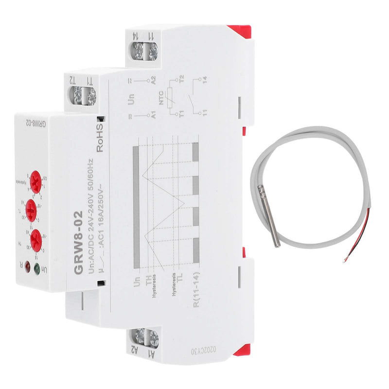 [Australia - AusPower] - Digital Temperature Controller Thermostat AC/DC 24V-240V DIN Rail Mount with Probe Heating Cooling Mode for HVAC Industrial Equipment and Home Automation 