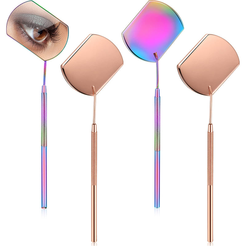[Australia - AusPower] - 4 Pieces Mirror for Eyelash Lash Mirror for Eyelash Extensions Square Stainless Steel Dental Lash Tools 