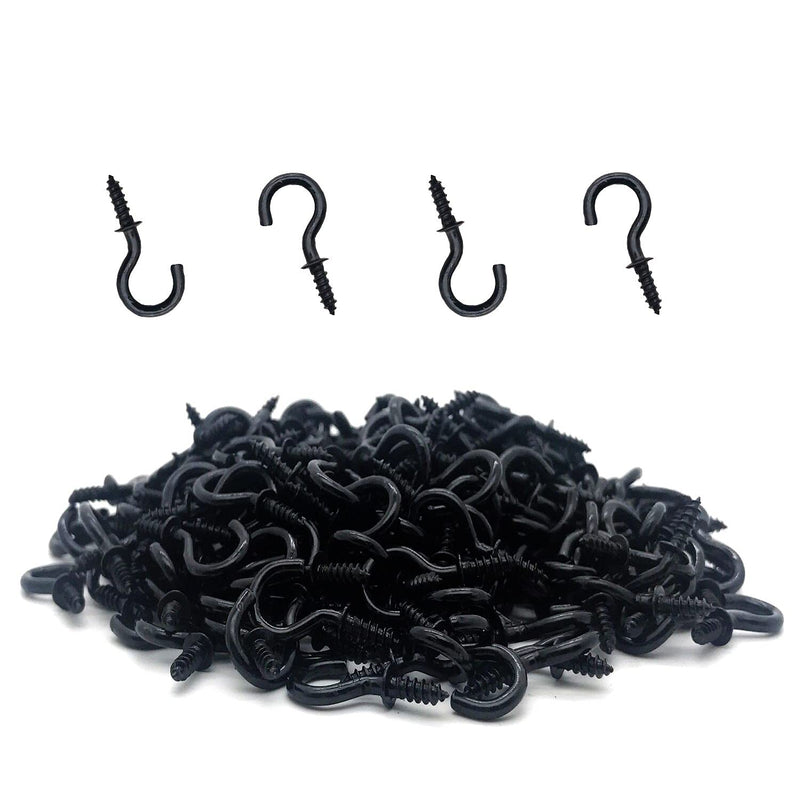 [Australia - AusPower] - 120 Pcs 1/2 Inch Screw-in Hooks Nickel Plated Metal Cup Hooks, Ceiling Hooks Black 