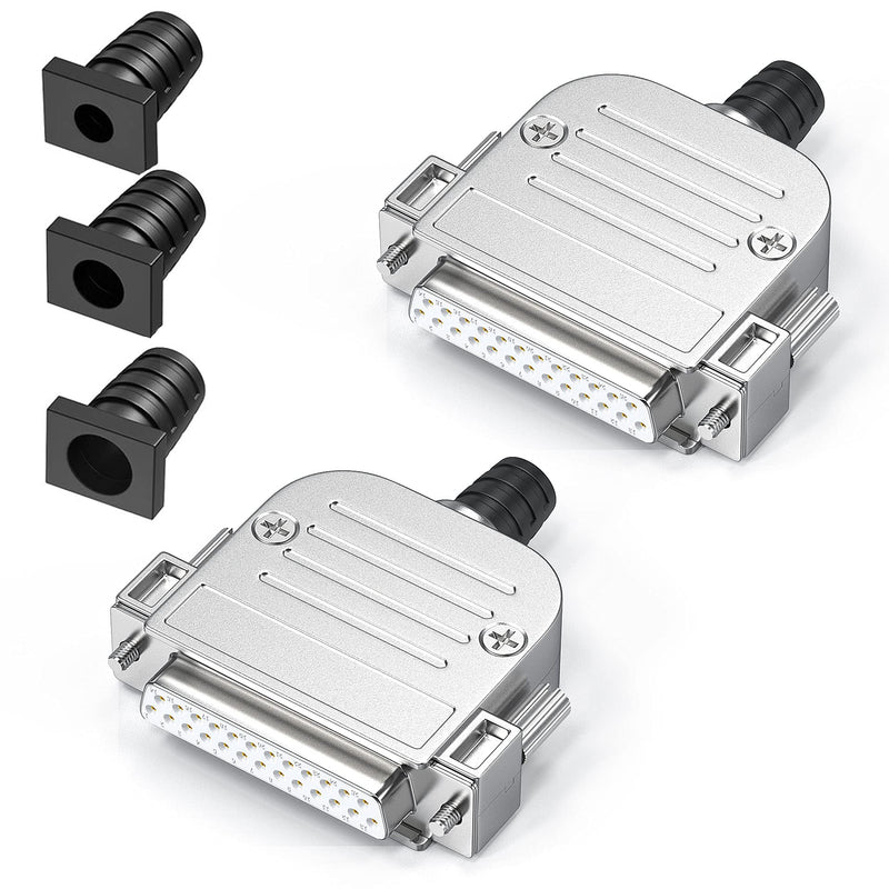 [Australia - AusPower] - 2pack DB25 Female connectors with Metal Cover, 2-Row D-SUB 25 pin Serial Connector , DB25 adapters (2PCS DB25 Female+Metal Hood) 2PCS (DB25 Female+Metal hood) 