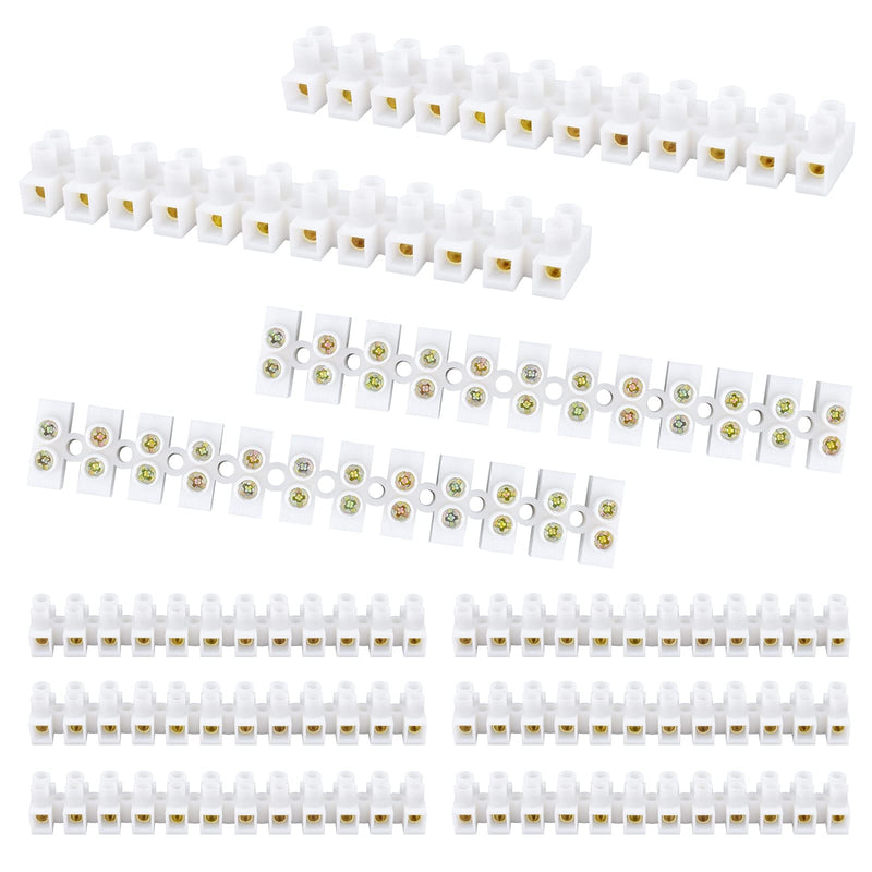 [Australia - AusPower] - ERKOON 10/20 Pack Terminal Block, 12-Position Dual Row Terminal Strip Screw Terminal Electric Barrier Block for Small Home Projects and Electrical 10Amp 360V (10) 