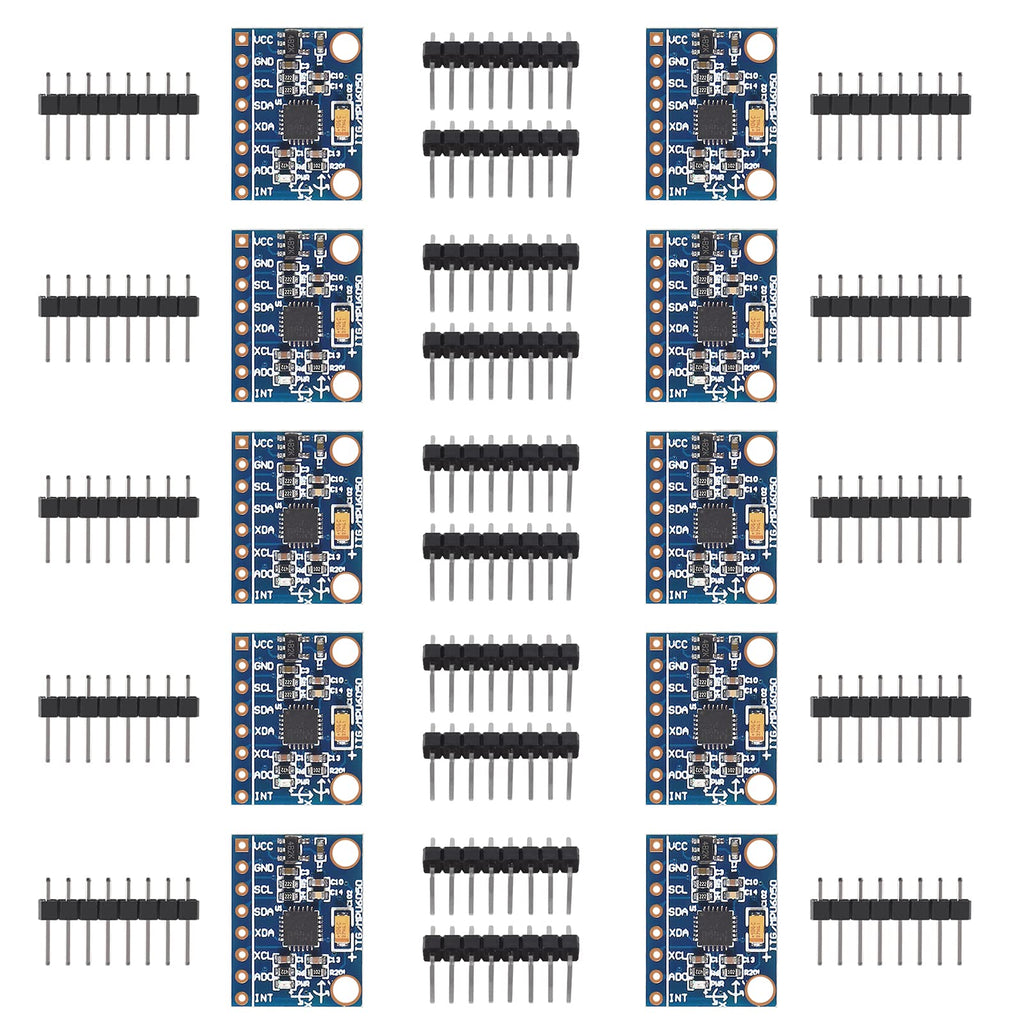 10pcs GY-521 MPU-6050 MPU6050 3 Axis Accelerometer Gyroscope Module 6 DOF 6-axis Accelerometer Gyroscope Sensor Module 16 Bit AD Converter Data Output IIC I2C for Arduino