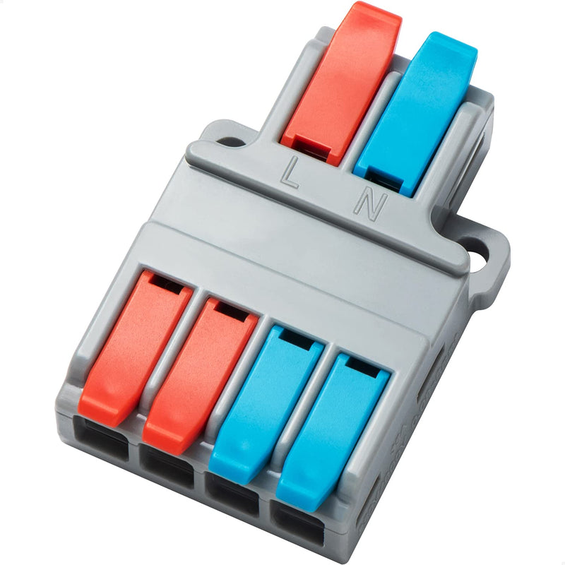 [Australia - AusPower] - GKEEMARS 10Pcs Wire Connectors, Compact Splicing Connector Push-in Conductor Terminal Blocks (2 in 4 Out) 
