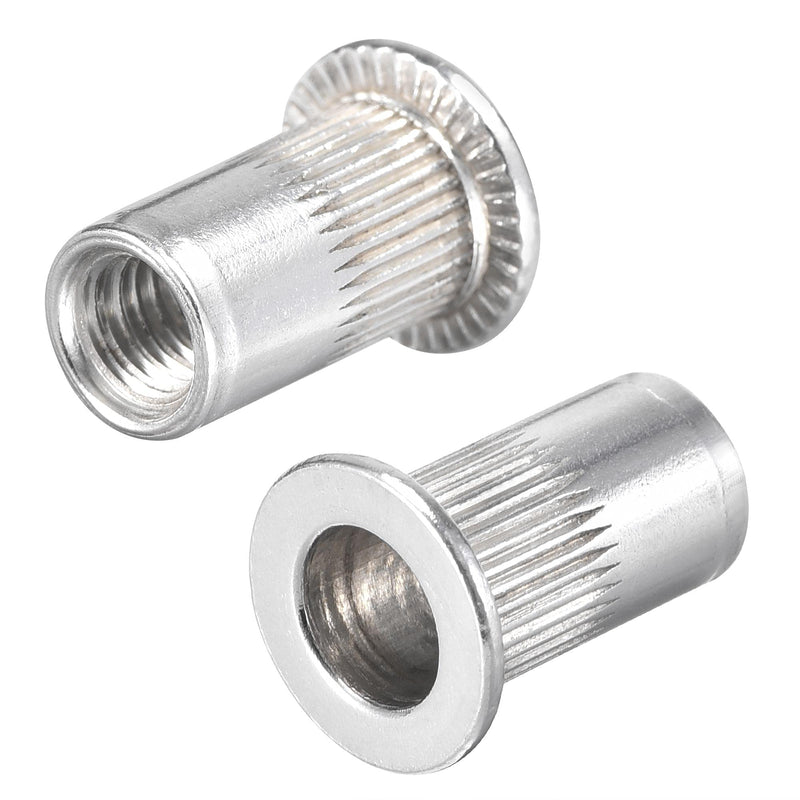 [Australia - AusPower] - uxcell #10-32 Rivet Nuts Aluminium Alloy Knurled Flat Head Threaded Insert Nut Silver 25pcs 