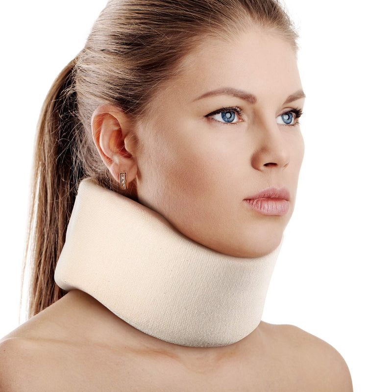 [Australia - AusPower] - Soft Foam Neck Brace Universal Cervical Collar, Adjustable Neck Support Brace for Sleeping - Relieves Neck Pain and Spine Pressure, Neck Collar After Whiplash or Injury (2.5" Depth Collar, M) White Narrow 2.5" Depth Collar Medium (13.3-15.7 Inch) 