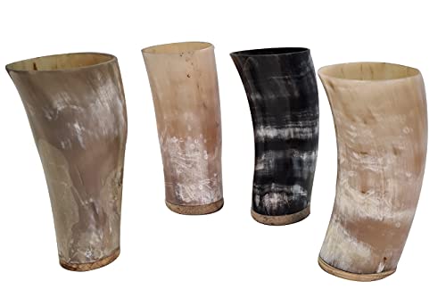 Viking Drinking Horn Glasses Set of 4 friends Handmade Medieval Ale Beer mugs Norse Drinkware for Men celebrational ox horn drinks