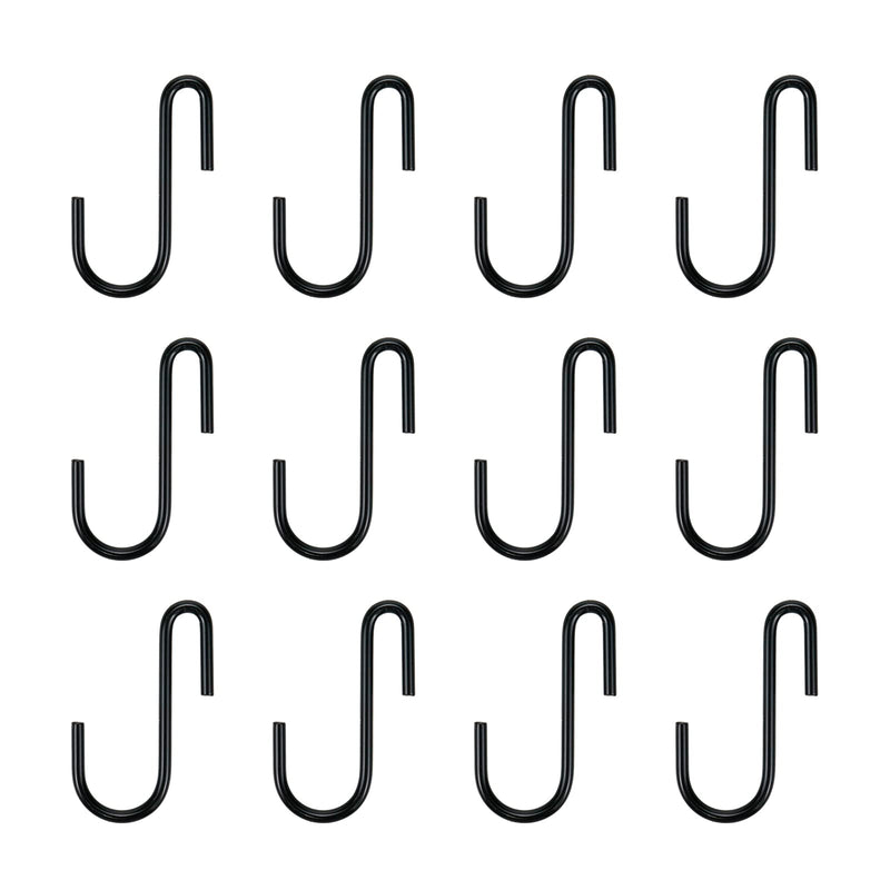 [Australia - AusPower] - 12Pcs Universal S Hooks 2 Inch Length Carbon Steel Black S-Hooks for Hanging,Black 
