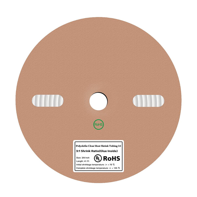 [Australia - AusPower] - 41 Feet 3/8" Clear Heat Shrink Tubing Roll 3:1,No Wrinkle Electrical Shrink Tube for Wires,Marine Grade Shrink Tube with Adhesive Lined Waterproof 3/8"-41Ft 1 