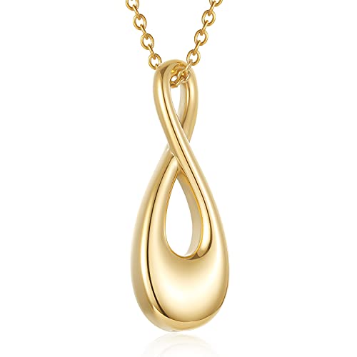 SIYUU Infinity Love Cremation Jewelry for Women Men Urn Pendants for Ashes Holder Memorial Keepsake Urn Necklace Cremation Ashes Jewelry for Pet/Human Gold
