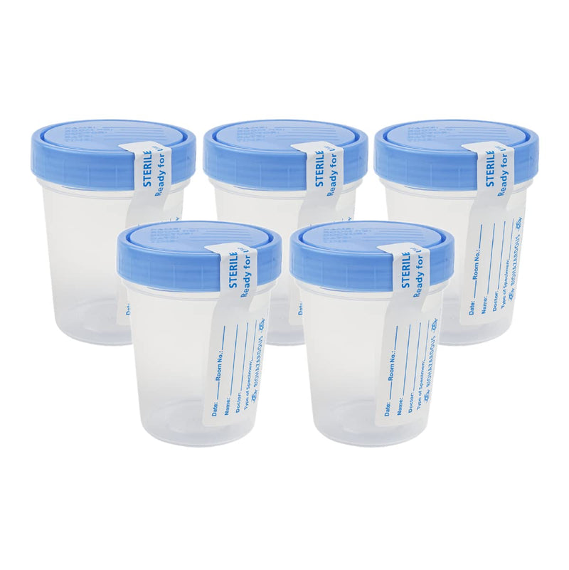 [Australia - AusPower] - Dealmed Specimen Collection Containers Single Use Urine Specimen Cups, Screw on Leak Resistant Lid, Included ID Label, 4 oz, 5 Count 