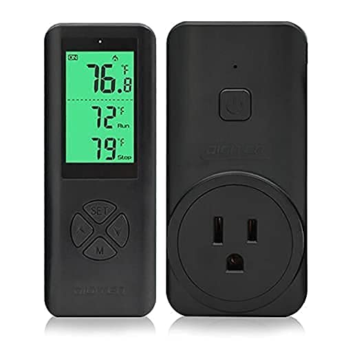 [Australia - AusPower] - DIGITEN Temperature Controller Wireless Thermostat Outlet Greenhouse Thermostat Wine Cooler Plug-in Temperature Controller Reptile Temperature Control Outlet Remote Control Tempreature Build-in Sensor 2. Black 