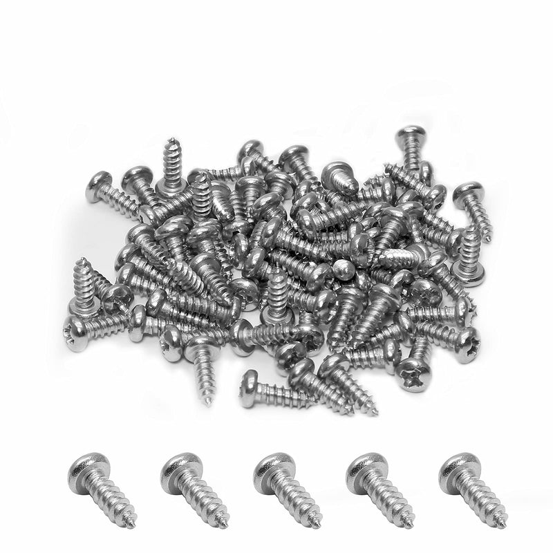 [Australia - AusPower] - 100pcs #2 x 1/4" Pan Head Sheet Metal Screws, Phillips Drive Self-Tapping Screw, Round Head Wood Screw, Full Thread, 304 Stainless Steel 18-8, Bright Finish 