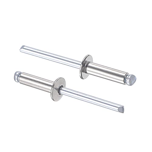 uxcell 304 stainless steel blind rivets, 5mm diameter x 16mm grip length, silver, 50-piece pack