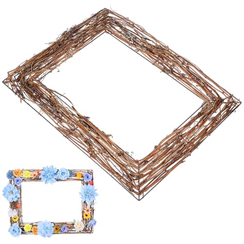 Hemoton Grapevine Wreath Base Natural Vine Branch Rattan Twig Wreath Form for DIY Crafts Door Wall Window Seasonal Holiday Wedding Party Decor 17.32 X 13.58 X 0.78 in